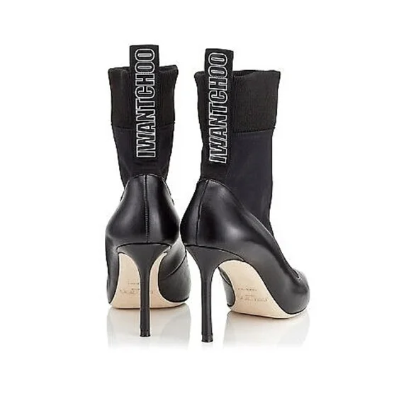 Jimmy Choo Brandon 85 Soft Leather Sock Ankle Spell Out Bootie - Picture 13 of 15